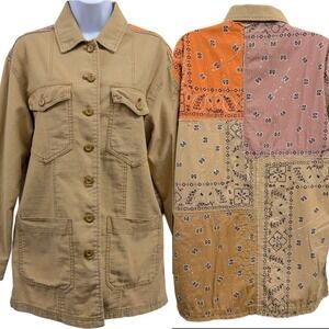 We The Free By Free People Women's XS Swept Up Shirt Jacket Military Paint Splat